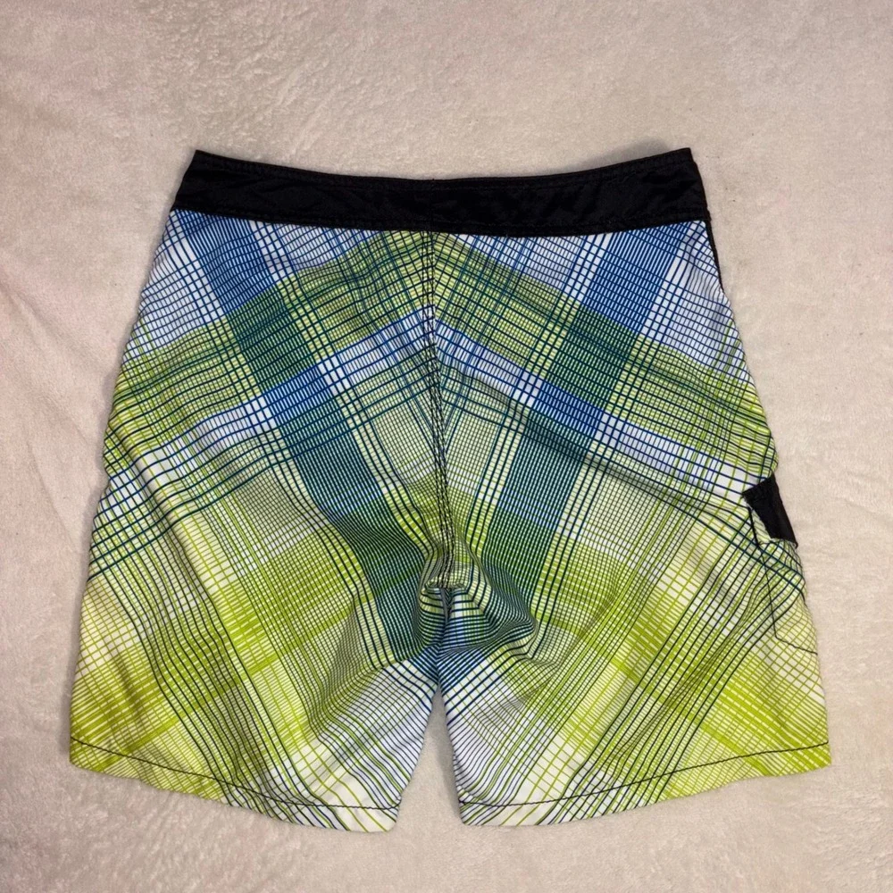 BILLABONG Board Shorts Mens Size 32 Blue‎ Green Plaid M119PGRI Swim Trunks